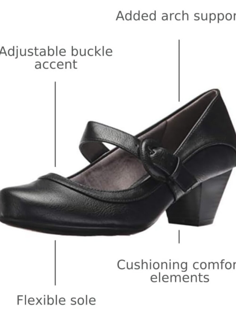 LifeStride Rozz Mary Jane Pumps Women's Faux Leather Block Heel Slip-On Shoes - Picture 3 of 7